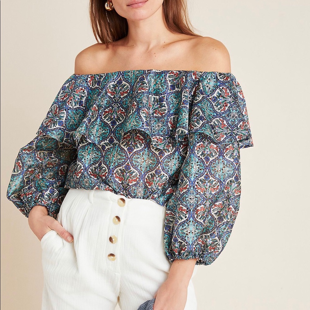Anthropologie Sachin‎ & Babi Musette Blouse Puff Sleeves Size XS NWT